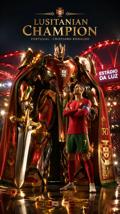 Portugal World Cup mech poster: Lusitanian Champion with Ronaldo