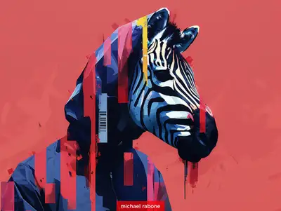 Zebra and Barcode Double Exposure