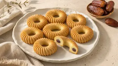 Editorial food photo of traditional Algerian Naqach pastries