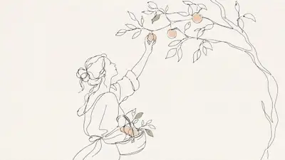 植物单线插画提示词