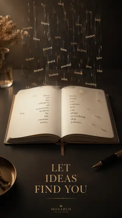 Conceptual stationery ad with words falling like rain