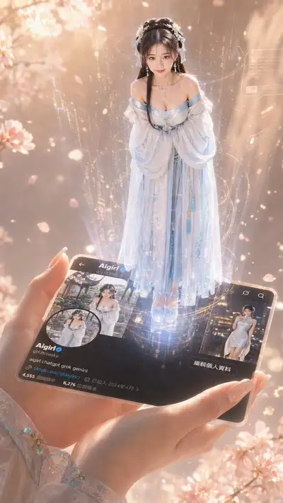 Holographic profile card 3D character projection