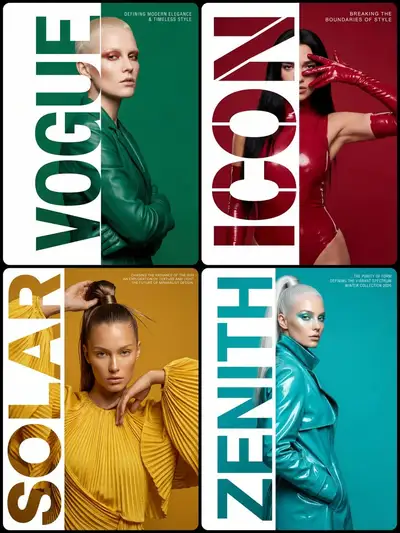 Editorial typography poster with a letter-mask fashion photo