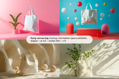 Flying Canvas Bag Mockup