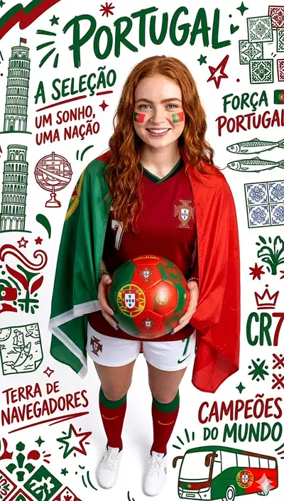 Portugal World Cup Fan Digital Illustration Prompt