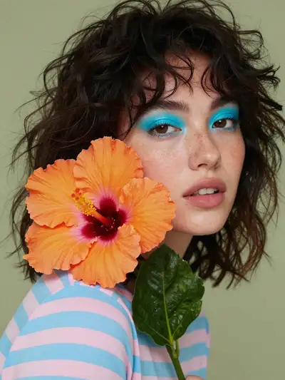 Editorial Portrait with Hibiscus Flower