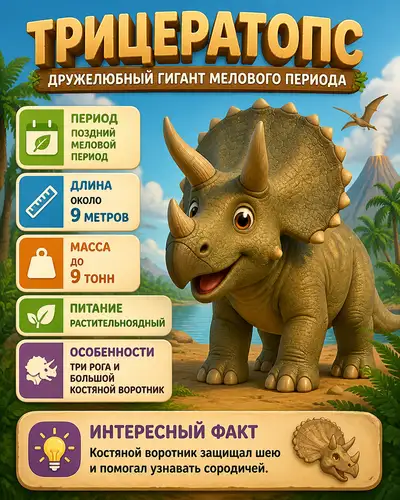 Kid-Friendly Triceratops Educational Infographic