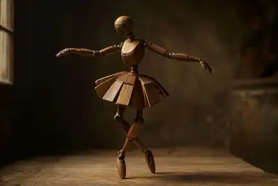 Modelo de figura autômato de madeira com articulações de latão