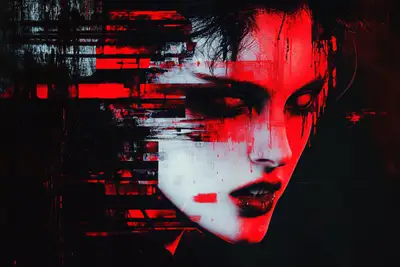 Glitch Art Double Vision Portrait Prompt