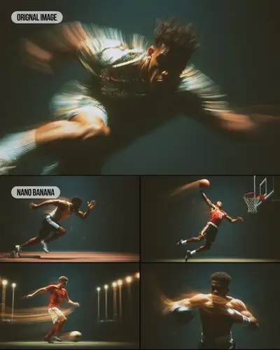 4-Panel Sports Montage with Reference Style