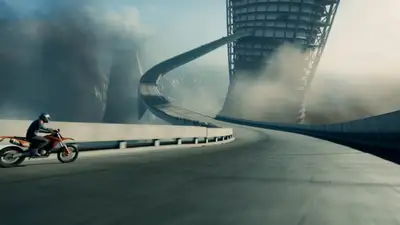 Epic Tower Collapse Motorbike Chase