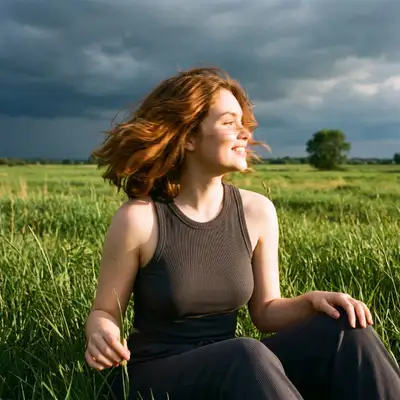 Cinematic Candid Meadow Portrait with Identity Lock