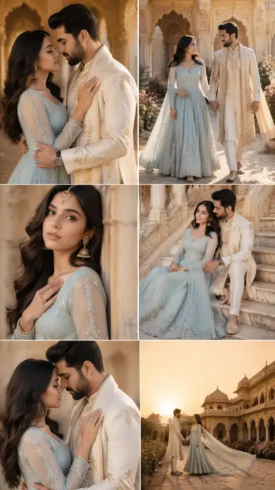 Luxury Indian wedding editorial couple in a heritage palace