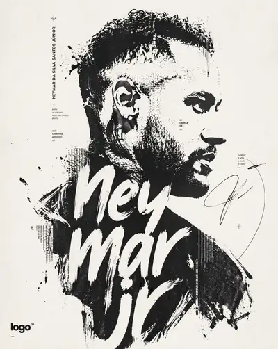 Typographic silhouette portrait poster template