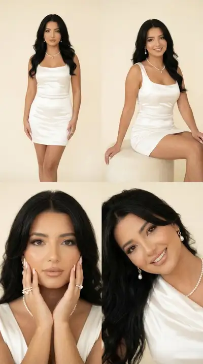 White Satin Pearl Editorial Fashion Collage