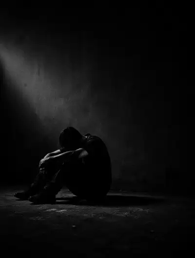 Minimalist noir silhouette portrait of a lonely man