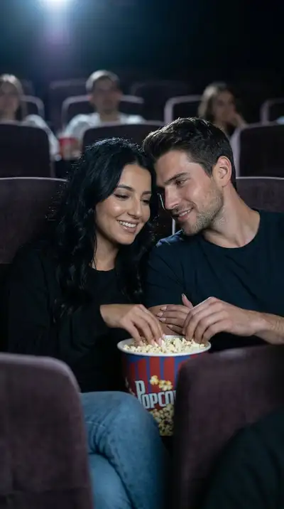 Cinema Date Popcorn Realistic Image Prompt