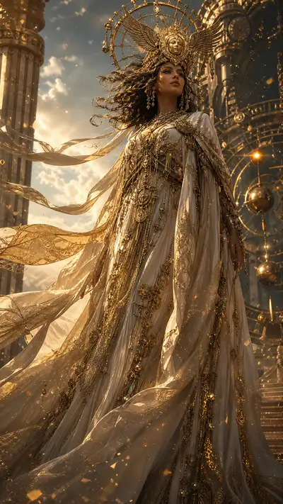 Mesopotamian steampunk empress fantasy portrait prompt