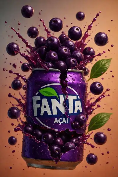 Exploding fruit soda can splash series in three flavors