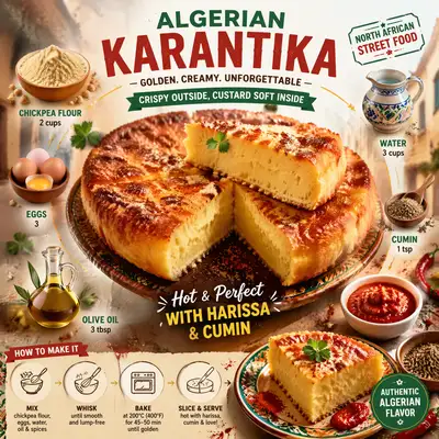 Algerian Karantika Chickpea Pie Recipe Infographic