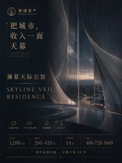 暗黑奢华地产广告海报模板