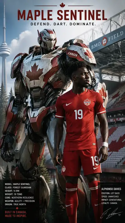 Canada World Cup mech poster: Maple Sentinel with Davies