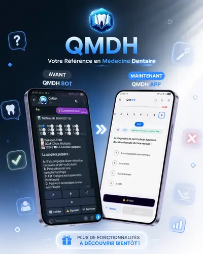 Before-and-after phone screens ad for a dental chatbot app