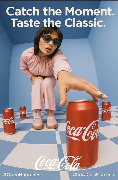 Coca-Cola Ad Creative with Stylish Woman