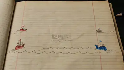 Animation de bataille navale dessinée à la main Seedance 2.0