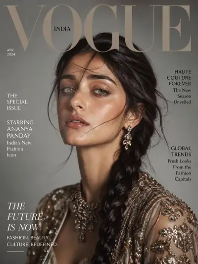 Vogue誌の表紙ポートレート、編み込みヘア
