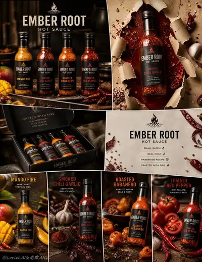 Tablero de campaña de marca de salsa picante artesanal