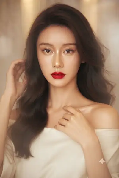 Série de retratos elegantes da hora dourada com top de cetim creme, Gemini Nano Banana