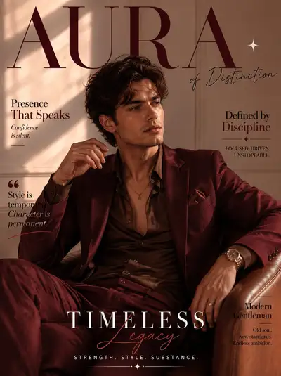 Luxus-Herrenmode-Magazincover-Porträt