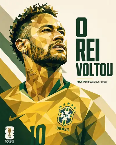 WPAP-Stil-Geometrieposter von Neymar zur Weltmeisterschaft
