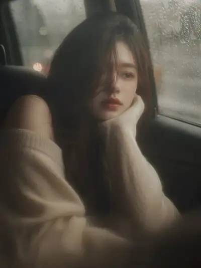 Cinematic Dreamy Portrait of Woman in Car