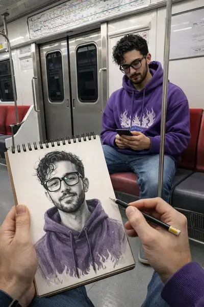 Photorealistic Subway Sketch Portrait