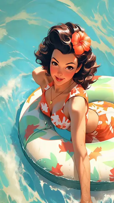 Yankee Era Pin-Up Beach Portrait Prompt