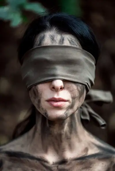 Cinematic Forest Blindfold Portrait