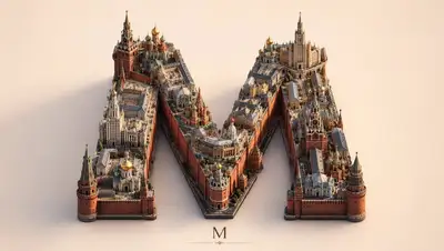 3D-Stadt-Buchstaben-Typografie: aus Architektur gebautes Alphabet animiert