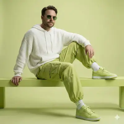 Prompt de ensaio de moda em estúdio verde-limão (em espanhol)