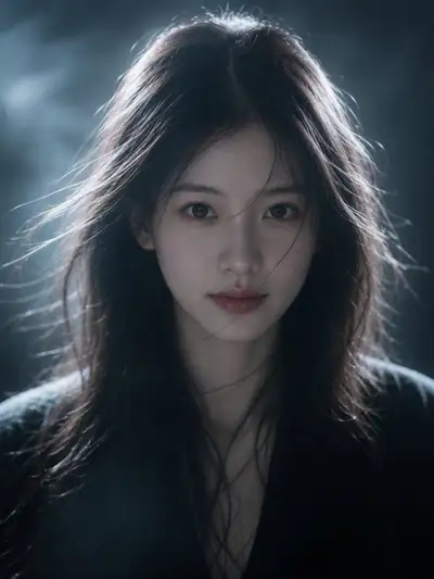Cinematic Portrait with Intense Calm Gaze