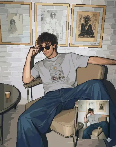 Pixel Art Portrait of Stylish Young Man