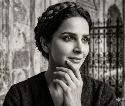 Black and White Portrait of Woman with Crown Braid