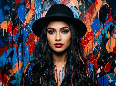 Paint Splash Portrait of Woman with Fedora
