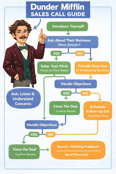 Dunder Mifflin Sales Call Flow Chart
