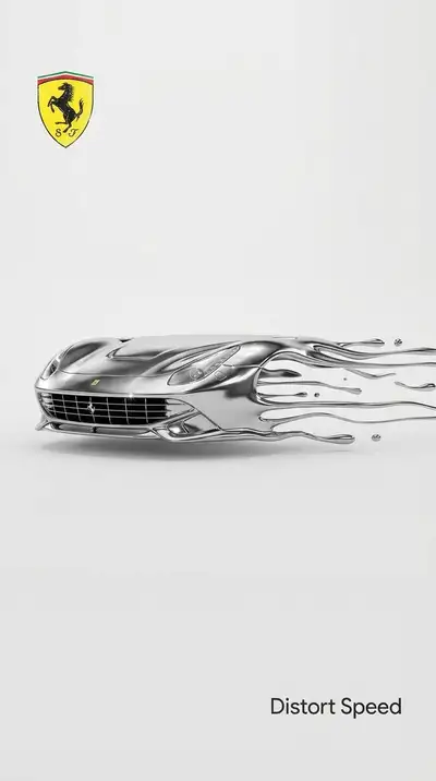 Luxury Automotive Print Ad: Ferrari Liquid Chrome
