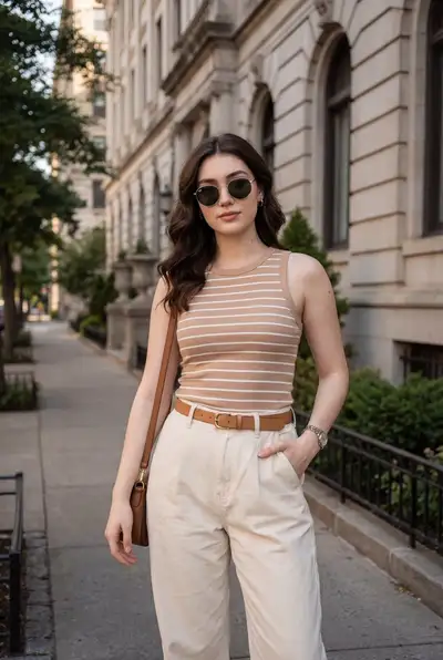 Urban street style portrait with architectural backdrop