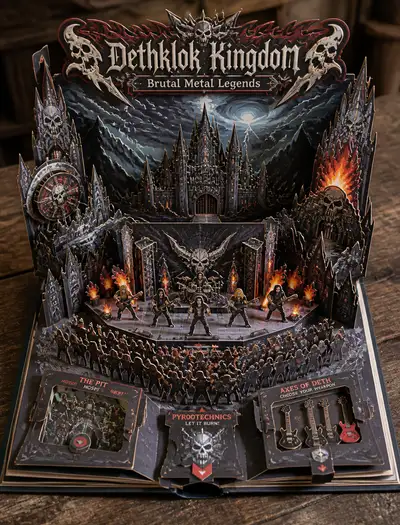 Metalocalypse-Papercraft-Diorama im Bilderbuchstil
