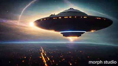 Spaceship Speeding Through Galaxy