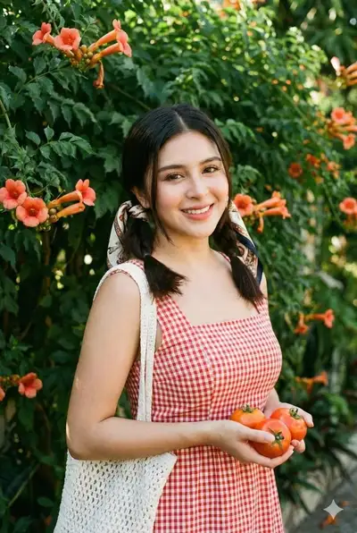 Detailed Photo Description Prompt for Vintage Style Portrait